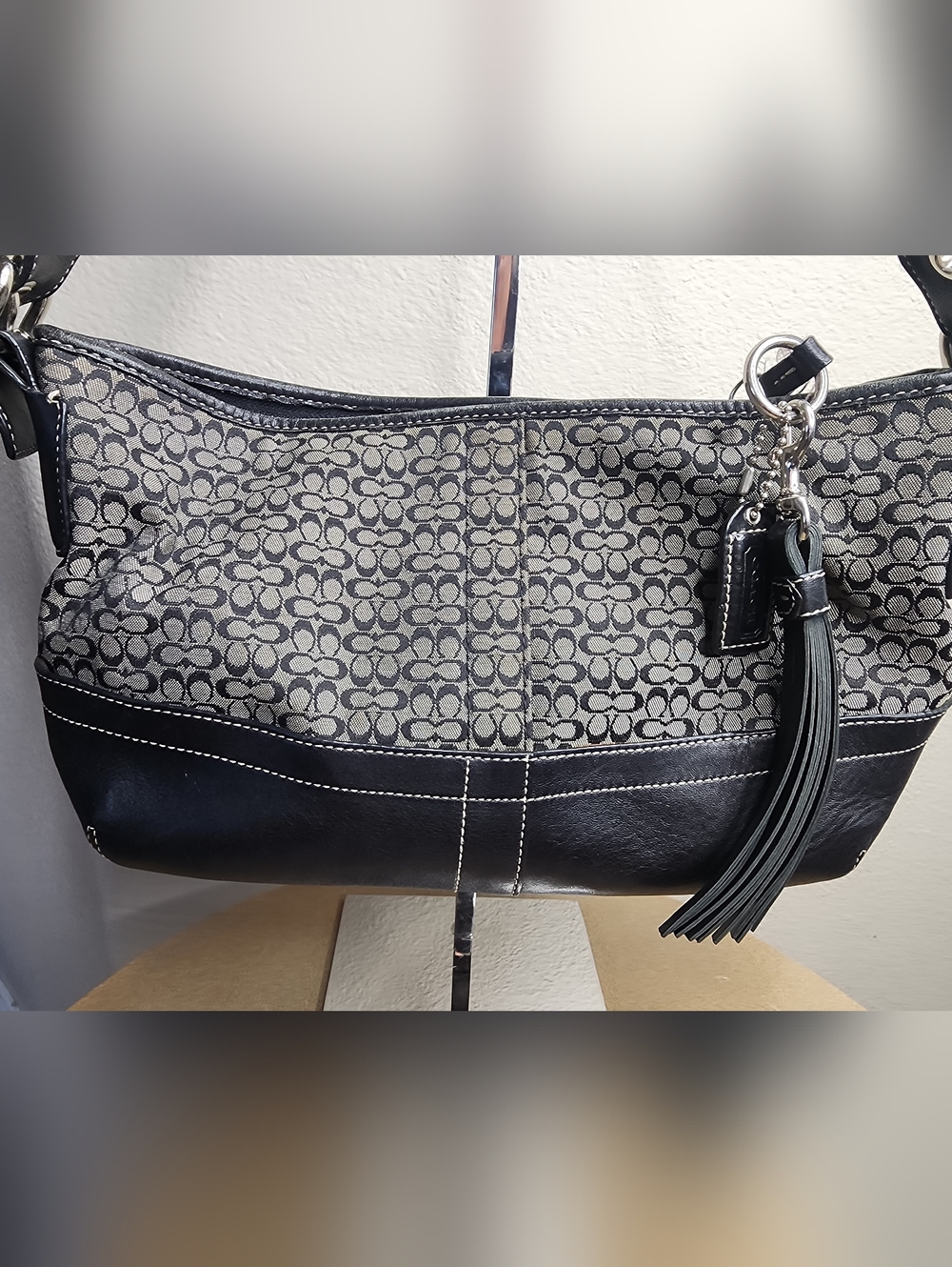 Coach Mini Signature Hobo Shoulder Bag With Tassel And Hang Tag - Picture 2 of 13